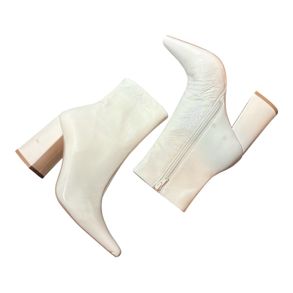 STEVE MADDEN Zoe White Patent Heeled Booties